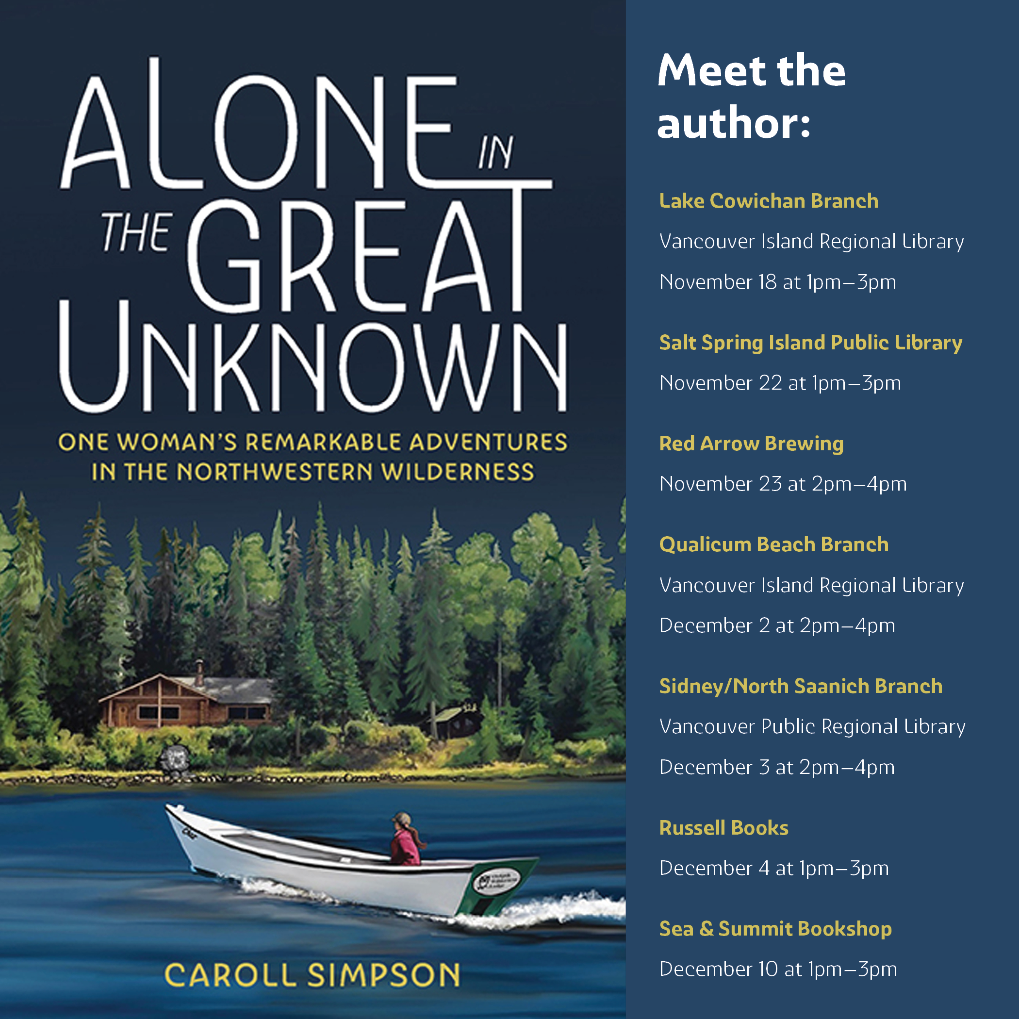 Caroll Simpson tours Vancouver Island Harbour Publishing